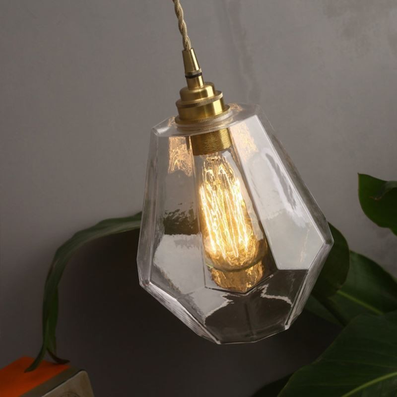 Lampada a sospensione retrò nordica in ottone e vetro a forma di torre