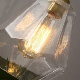 Lampada a sospensione retrò nordica in ottone e vetro a forma di torre