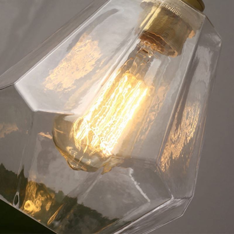 Lampada a sospensione retrò nordica in ottone e vetro a forma di torre