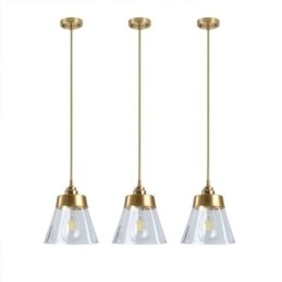 Lampada a sospensione nordica retrò in vetro con supporto in ottone E26/E27