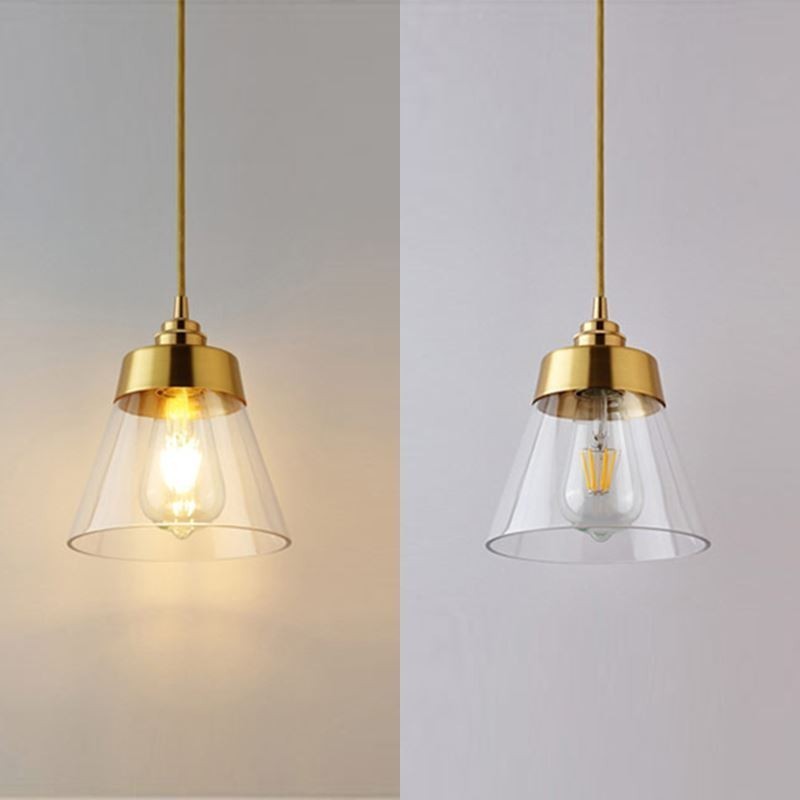 Lampada a sospensione nordica retrò in vetro con supporto in ottone E26/E27