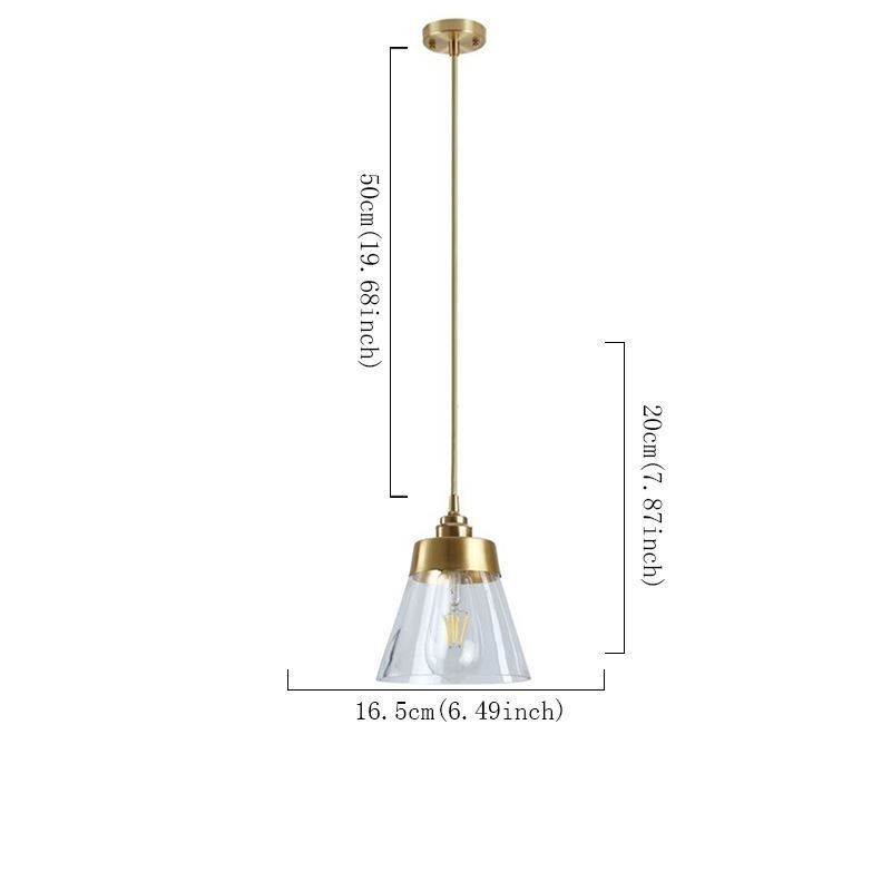 Lampada a sospensione nordica retrò in vetro con supporto in ottone E26/E27