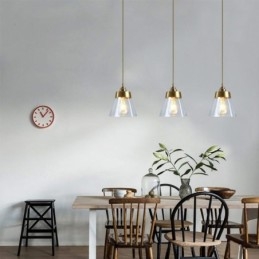 Lampada a sospensione nordica retrò in vetro con supporto in ottone E26/E27