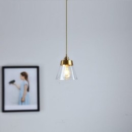 Lampada a sospensione nordica retrò in vetro con supporto in ottone E26/E27