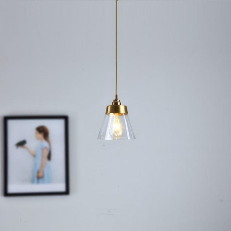 Lampada a sospensione nordica retrò in vetro con supporto in ottone E26/E27
