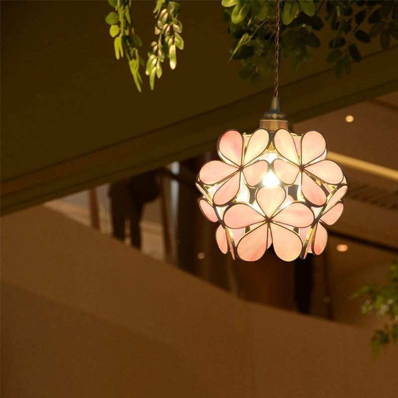 Lampada a sospensione nordica in vetro a forma di petalo, attacco E26/E27, cavo regolabile 120 cm