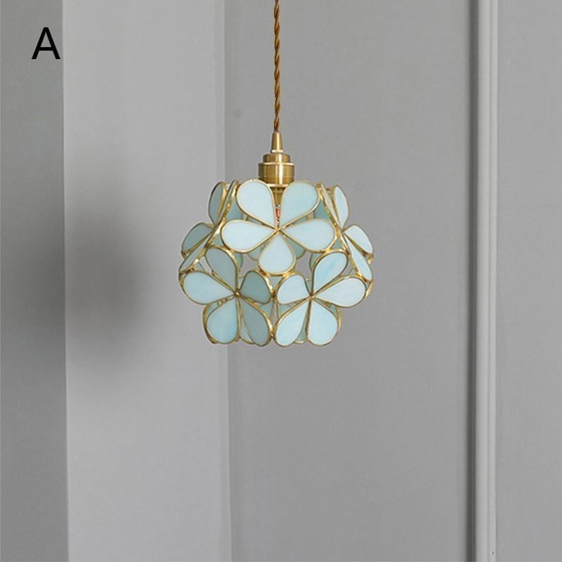 Lampada a sospensione nordica in vetro a forma di petalo, attacco E26/E27, cavo regolabile 120 cm