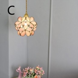 Lampada a sospensione nordica in vetro a forma di petalo, attacco E26/E27, cavo regolabile 120 cm