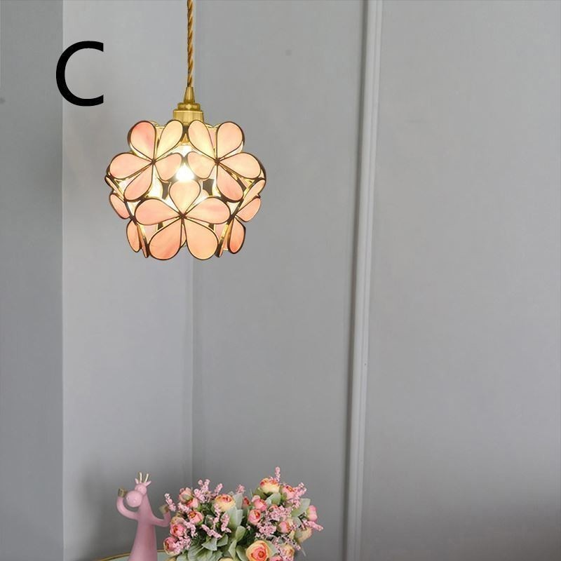 Lampada a sospensione nordica in vetro a forma di petalo, attacco E26/E27, cavo regolabile 120 cm