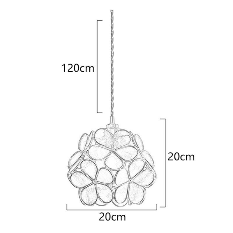 Lampada a sospensione nordica in vetro a forma di petalo, attacco E26/E27, cavo regolabile 120 cm