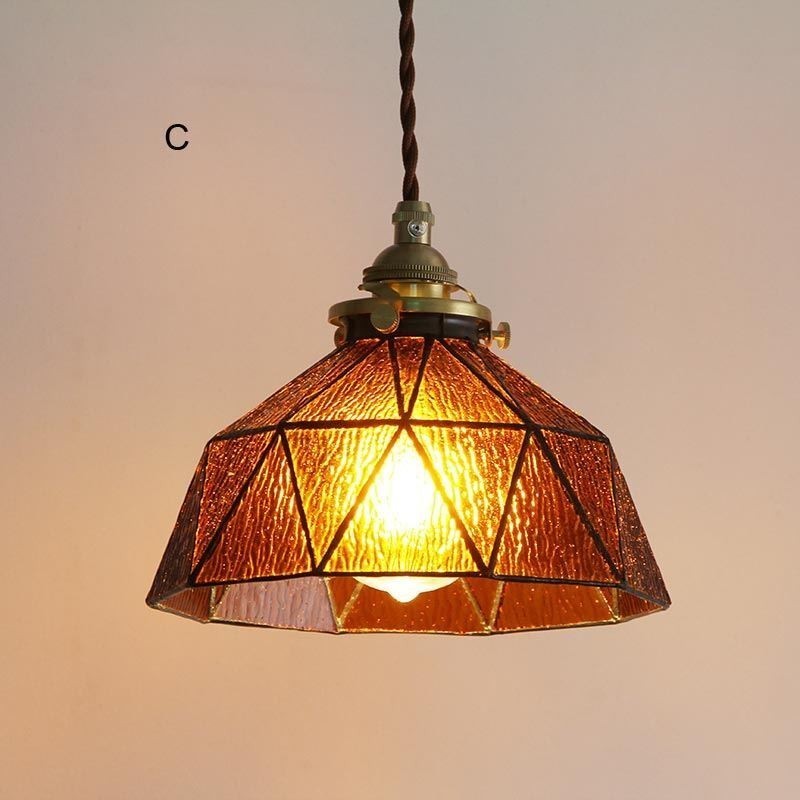 Lampada a sospensione geometrica in vetro colorato E26/E27 regolabile
