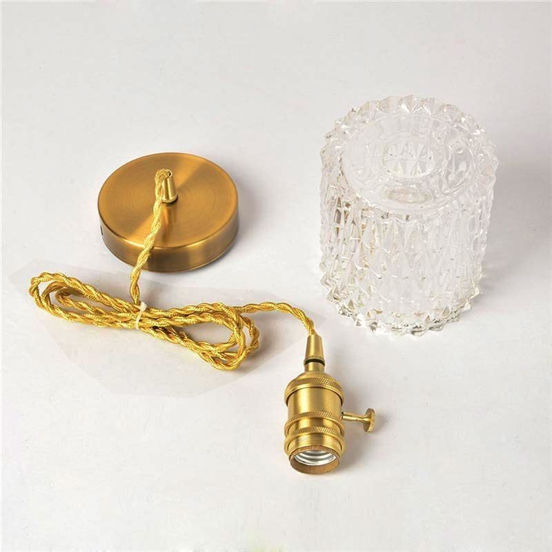 Lampada a sospensione in vetro rigato Jelly Jar Light
