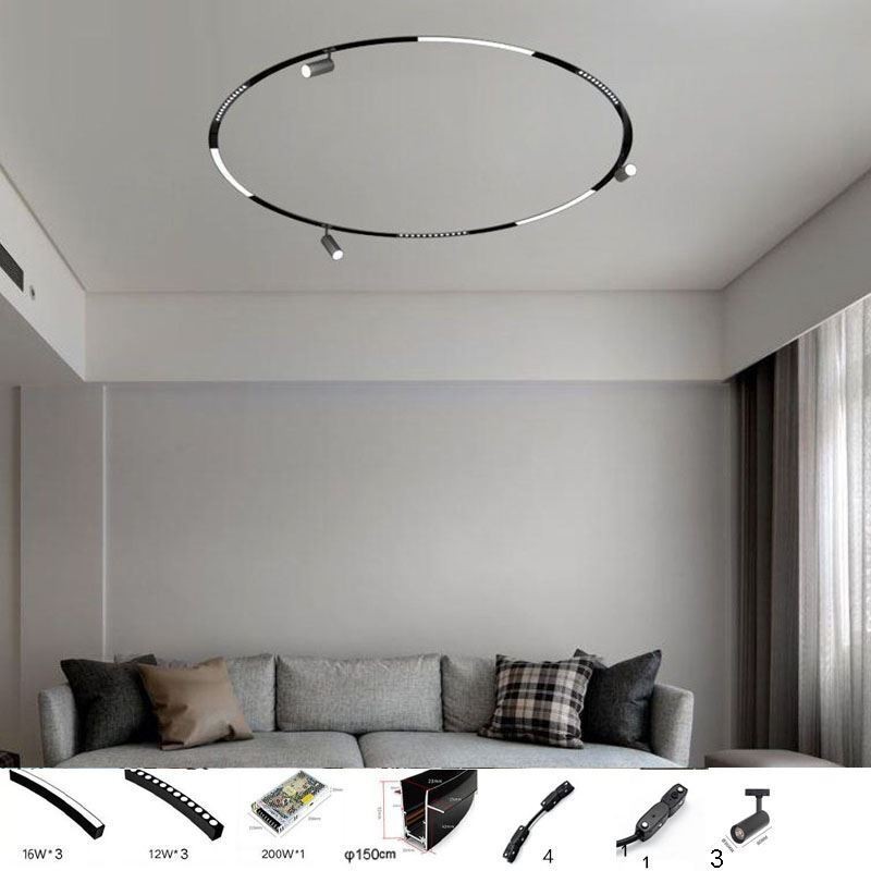 Faretto da incasso magnetico circolare da binario 150 cm 120W 9 luci