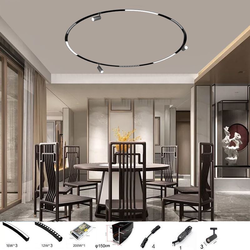 Faretto da incasso magnetico circolare da binario 150 cm 120W 9 luci
