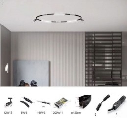 Sistema di illuminazione a binario magnetico circolare da incasso 120 cm