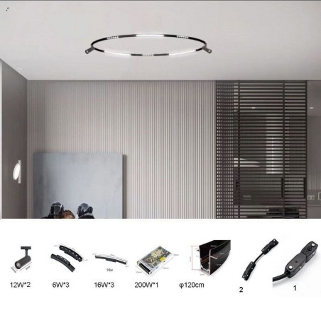 Sistema di illuminazione a binario magnetico circolare da incasso 120 cm