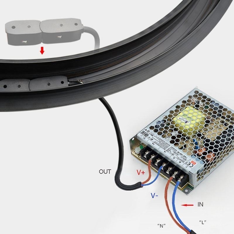 Faretto da binario magnetico circolare da incasso 100 cm 6 luci LED 42 W