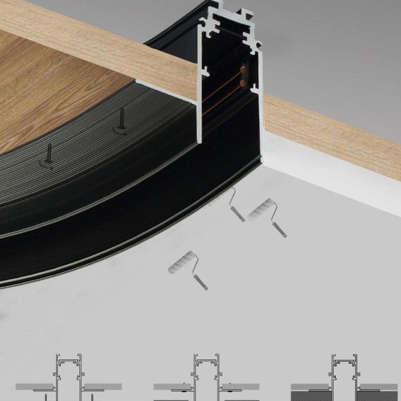Faretto da incasso magnetico circolare su binario 80 cm, LED, 5 luci