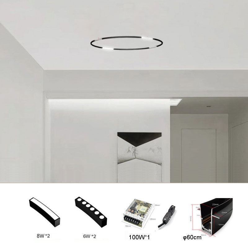 Faretto da incasso magnetico circolare per binario, luce decorativa 60 cm