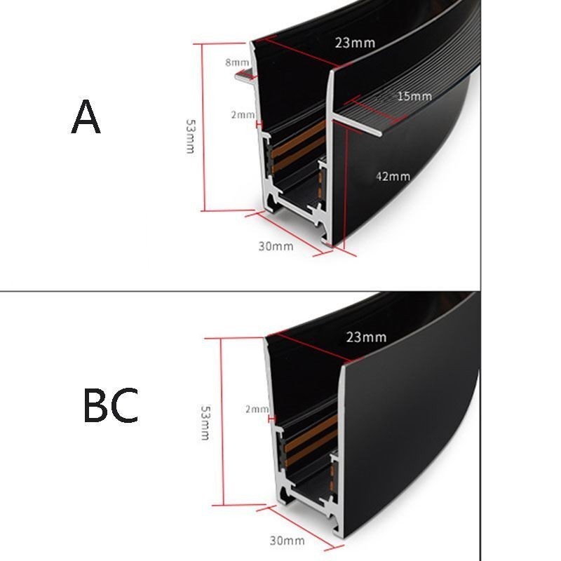 Binario da incasso magnetico rotondo in alluminio IP45 48V