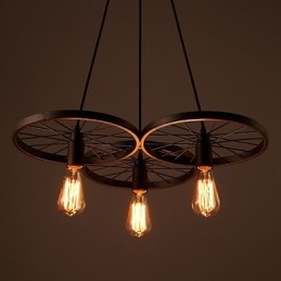 Lampadario retrò industriale americano in ferro battuto multicolore 56 cm
