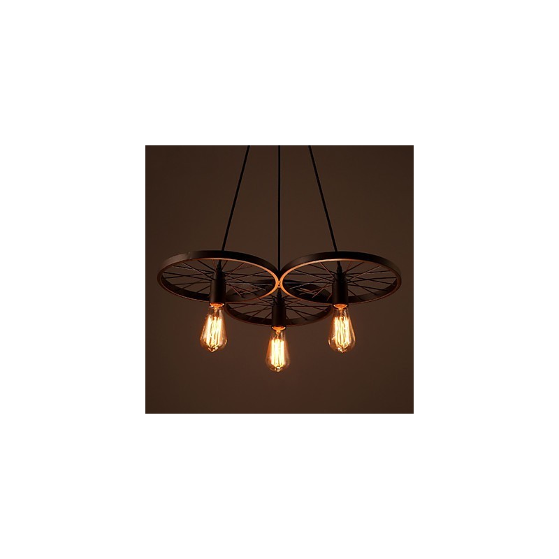 Lampadario retrò industriale americano in ferro battuto multicolore 56 cm