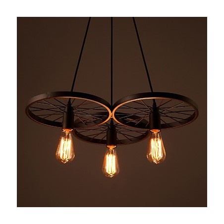 Lampadario retrò industriale americano in ferro battuto multicolore 56 cm