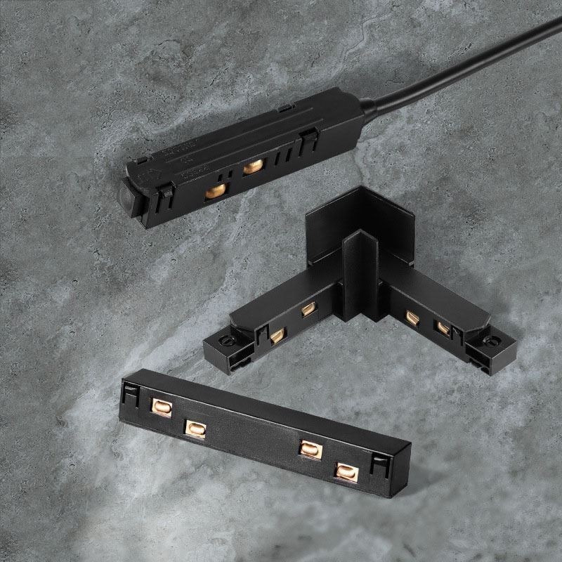 Accessorio per illuminazione a binario magnetico, collegamento angolare per binario da incasso