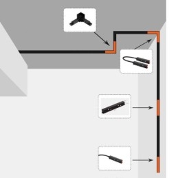 Accessorio per illuminazione a binario magnetico, collegamento angolare per binario da incasso