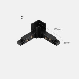 Accessorio per illuminazione a binario magnetico, collegamento angolare per binario da incasso
