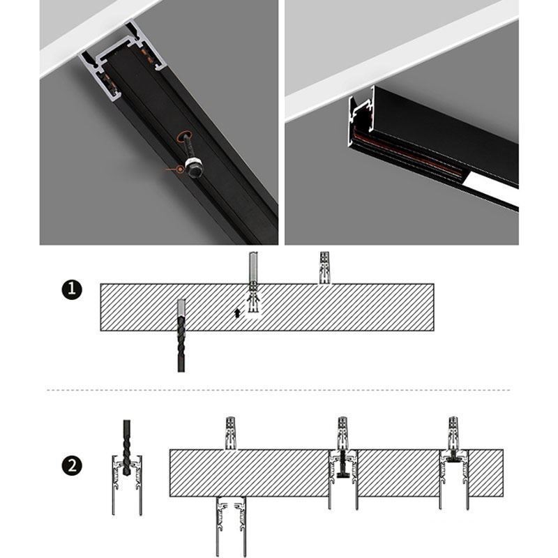 Binario magnetico da incasso o a superficie ultrasottile 100 cm 36V IP45