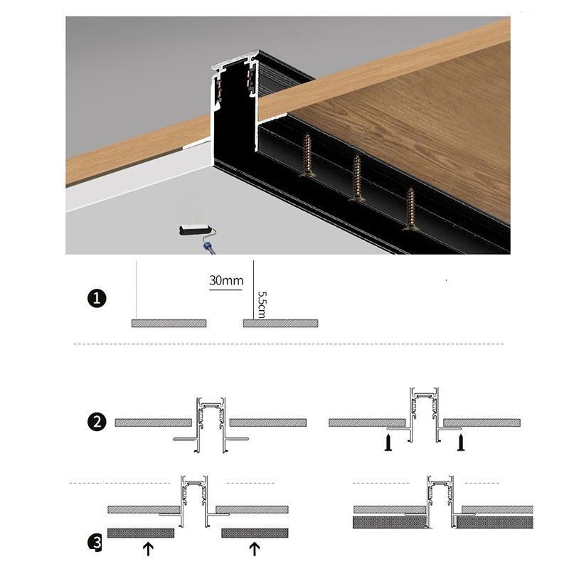 Binario magnetico da incasso o a superficie ultrasottile 100 cm 36V IP45