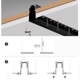 Binario magnetico da incasso o a superficie ultrasottile 100 cm 36V IP45