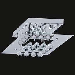 Plafoniera a filo LED moderna in metallo argentato e cristallo trasparente
