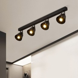 Faretto da soffitto industriale vintage in ferro per binario, ruotabile, E27/E26