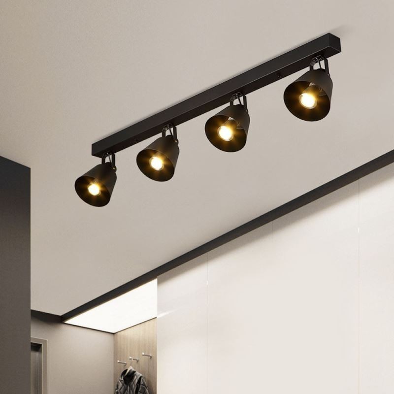 Faretto da soffitto industriale vintage in ferro per binario, ruotabile, E27/E26