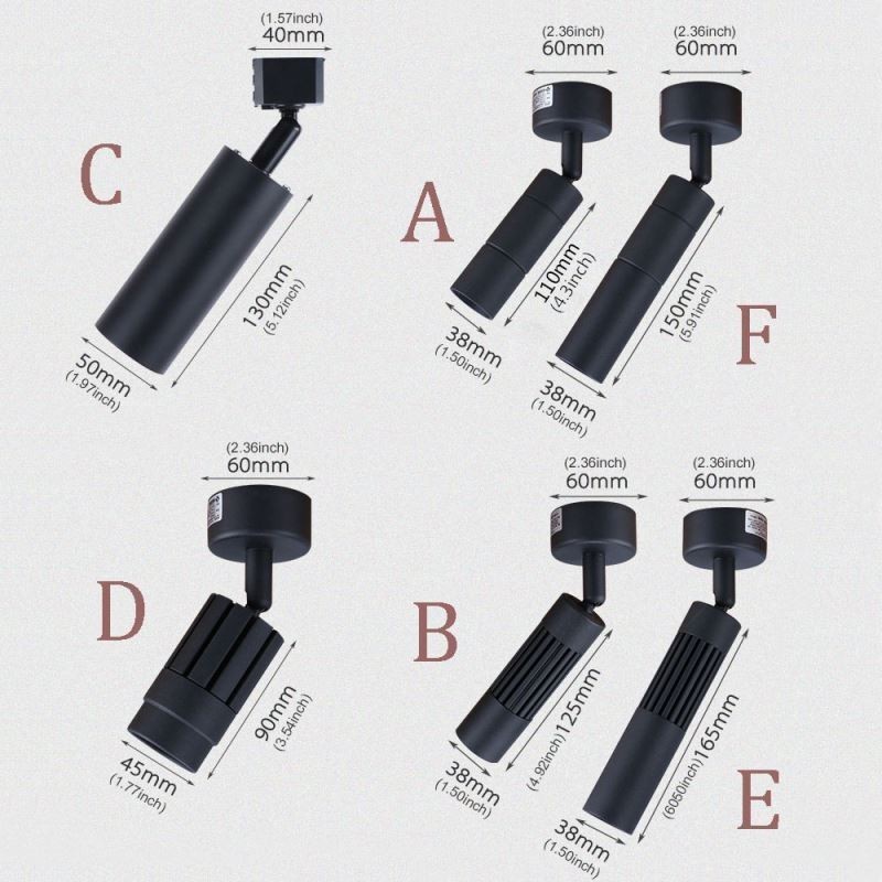 Faretto da soffitto COB girevole nero, luce singola