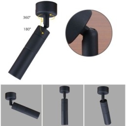 Faretto da soffitto COB girevole nero, luce singola