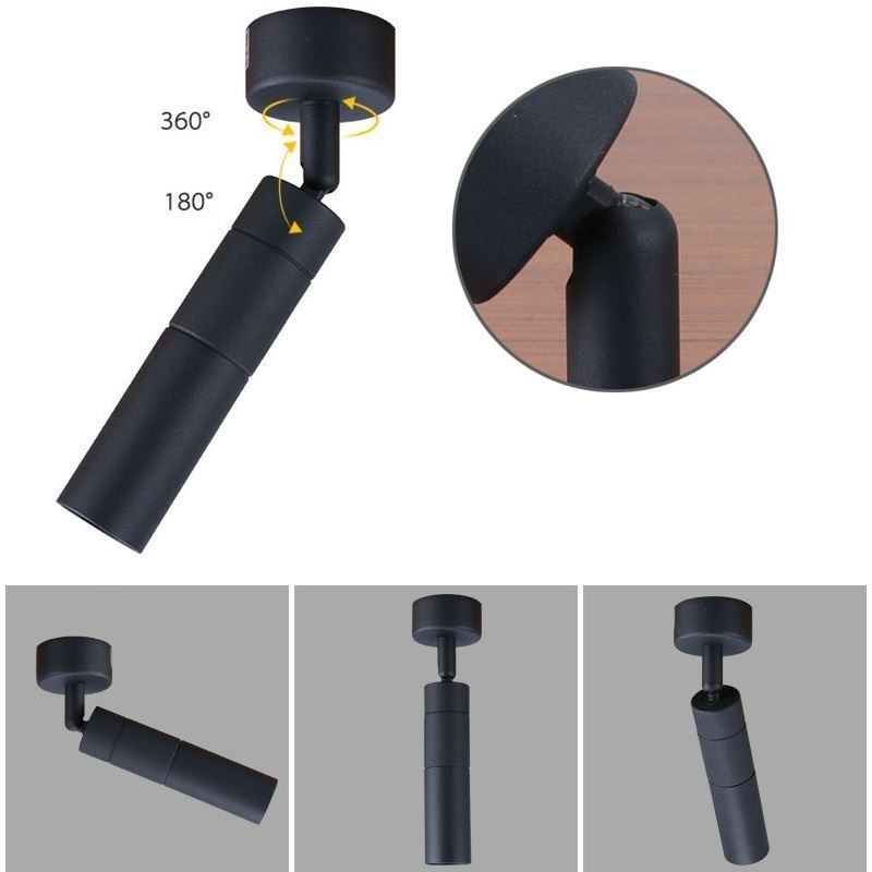 Faretto da soffitto COB girevole nero, luce singola