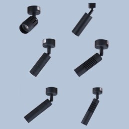 Faretto da soffitto COB girevole nero, luce singola