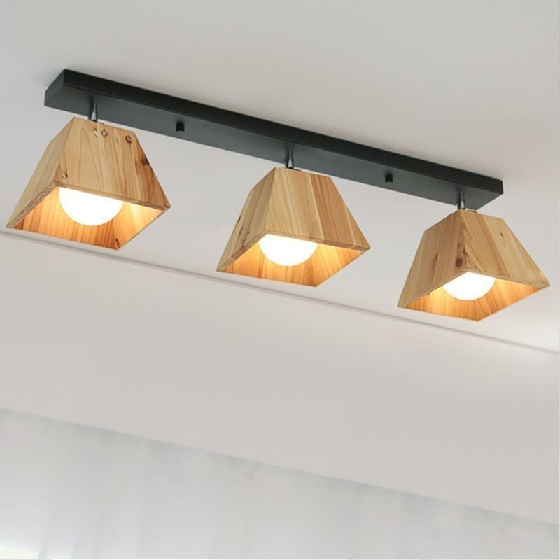 Faretto da soffitto girevole in legno nordico a 4 prismi