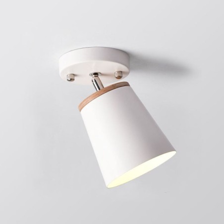 Faretto da soffitto nordico in metallo e legno, 1 luce, E27/E26