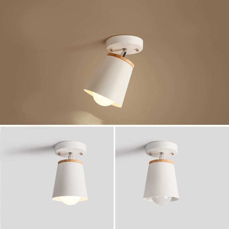 Faretto da soffitto nordico in metallo e legno, 1 luce, E27/E26