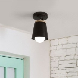 Faretto da soffitto nordico in metallo e legno, 1 luce, E27/E26