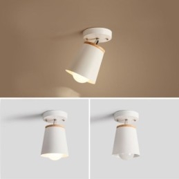 Faretto da soffitto nordico in metallo e legno, 1 luce, E27/E26