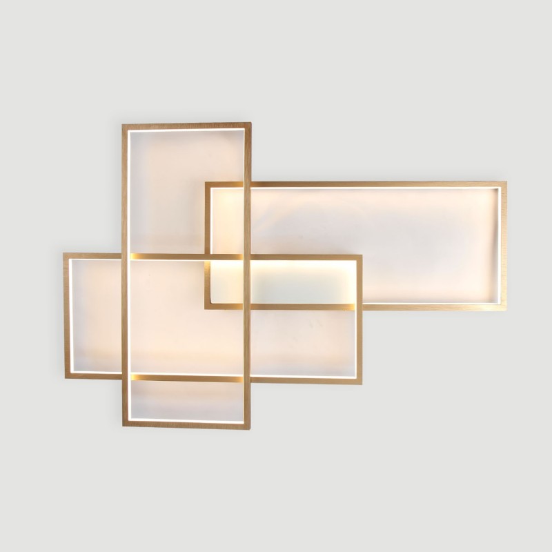 Plafoniera LED moderna in alluminio oro con telecomando dimmerabile 3 livelli, 90 W