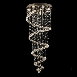 Lampadario a sospensione moderno a spirale in cristallo K9 per scale e soffitti alti