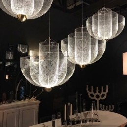 Lampada a sospensione Nordic Grid moderna 1 luce E12/E14 max 40W