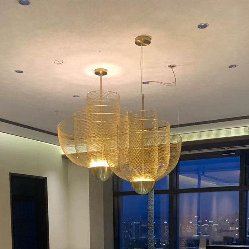 Lampada a sospensione Nordic Grid moderna 1 luce E12/E14 max 40W