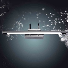 Applique da bagno a specchio in acciaio inox e acrilico LED bianco freddo/caldo 57x13,5x15 cm